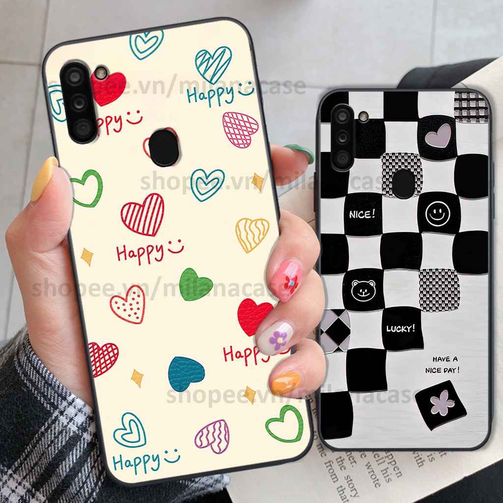 Ốp Samsung A11 / M11 in hình caro trái tim siêu đẹp, siêu nét đầy phong cách cá tính