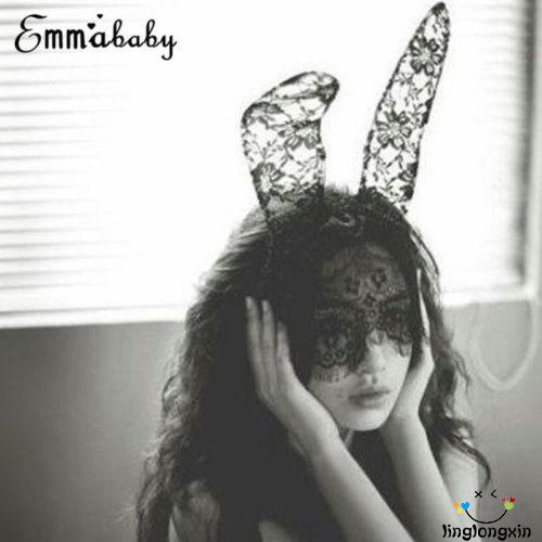 ✮Za❥Băng Đô Tai Thỏ Dài Phối Ren Hóa Trang Quyến Rũ Cho Nữ