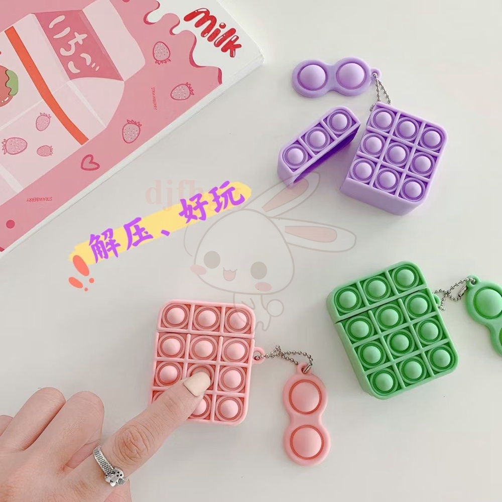 Vỏ bọc bảo vệ hộp sạc tai nghe không dây kiểu đồ chơi pop it Foxmind thích hợp cho Airpods 1/ 2 Pro