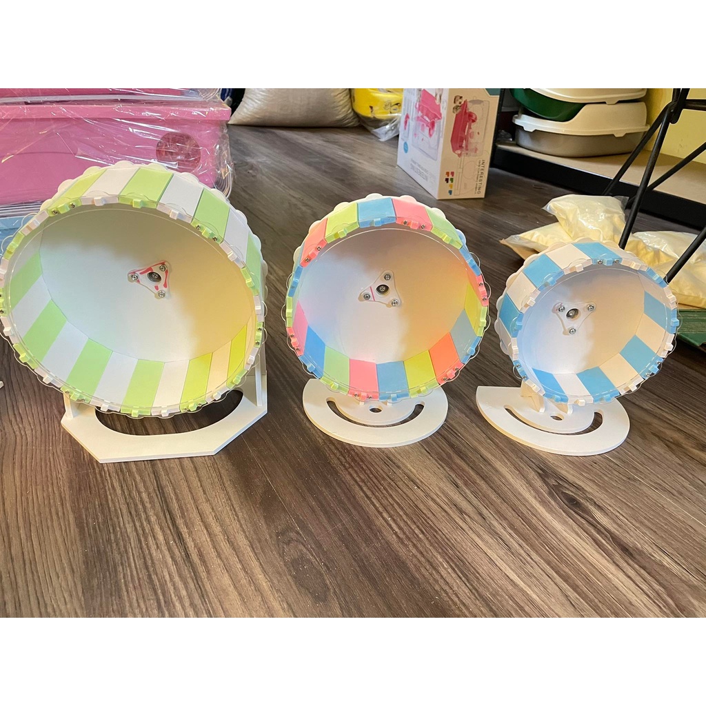 Whell gỗ ép lắp ráp Đa sắc size 16cm,18,5cm,21cm cho hamster,nhím,bọ ,..