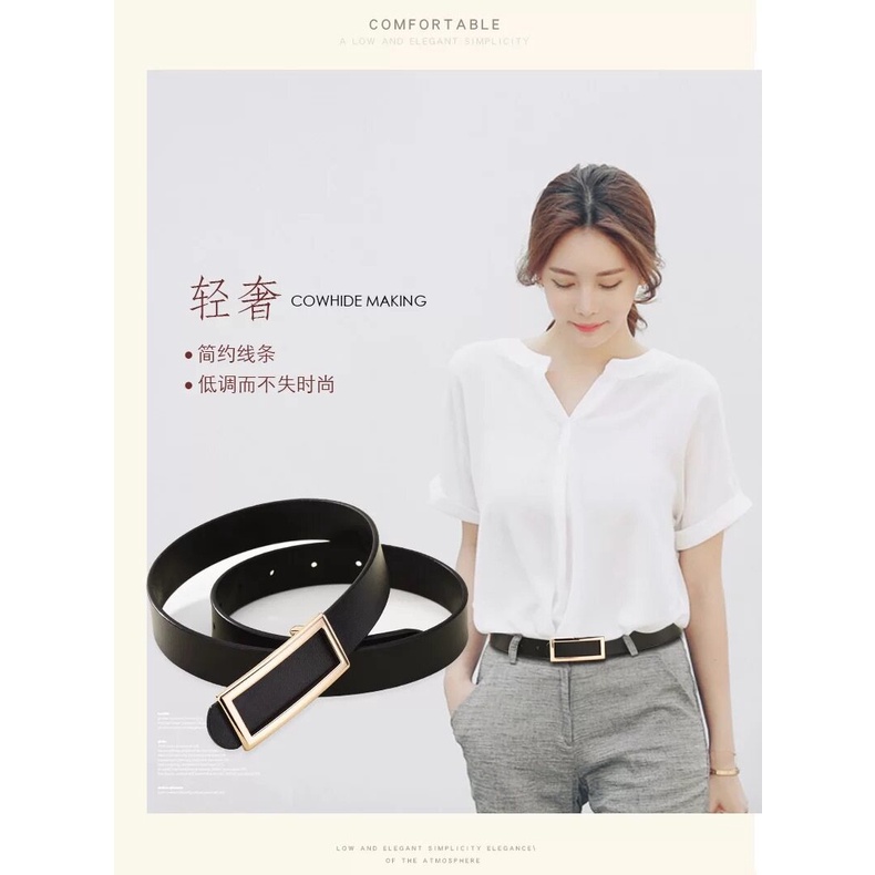 Thắt Lưng Da Bò Thật 2.3cm Phối Khóa Thời Trang Cho Nữ