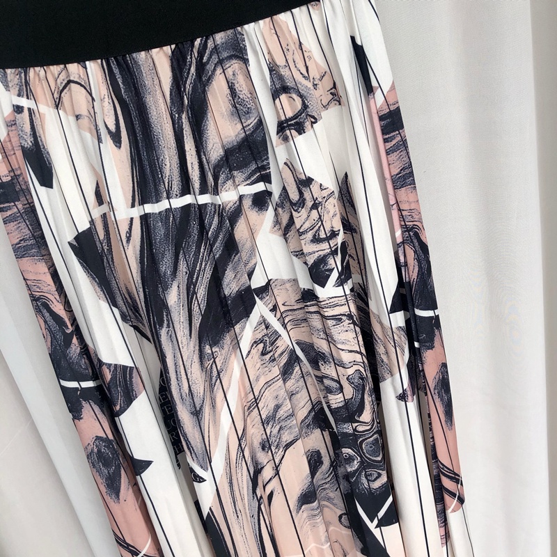 Chân Váy midi Chữ a Lưng Cao Xếp Ly Màu Be Tương Phản Thời Trang Mùa Thu Cho Nữ