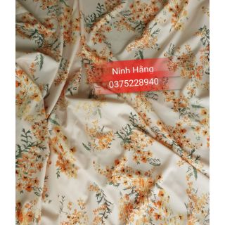 Vải lụa hoa cam nude