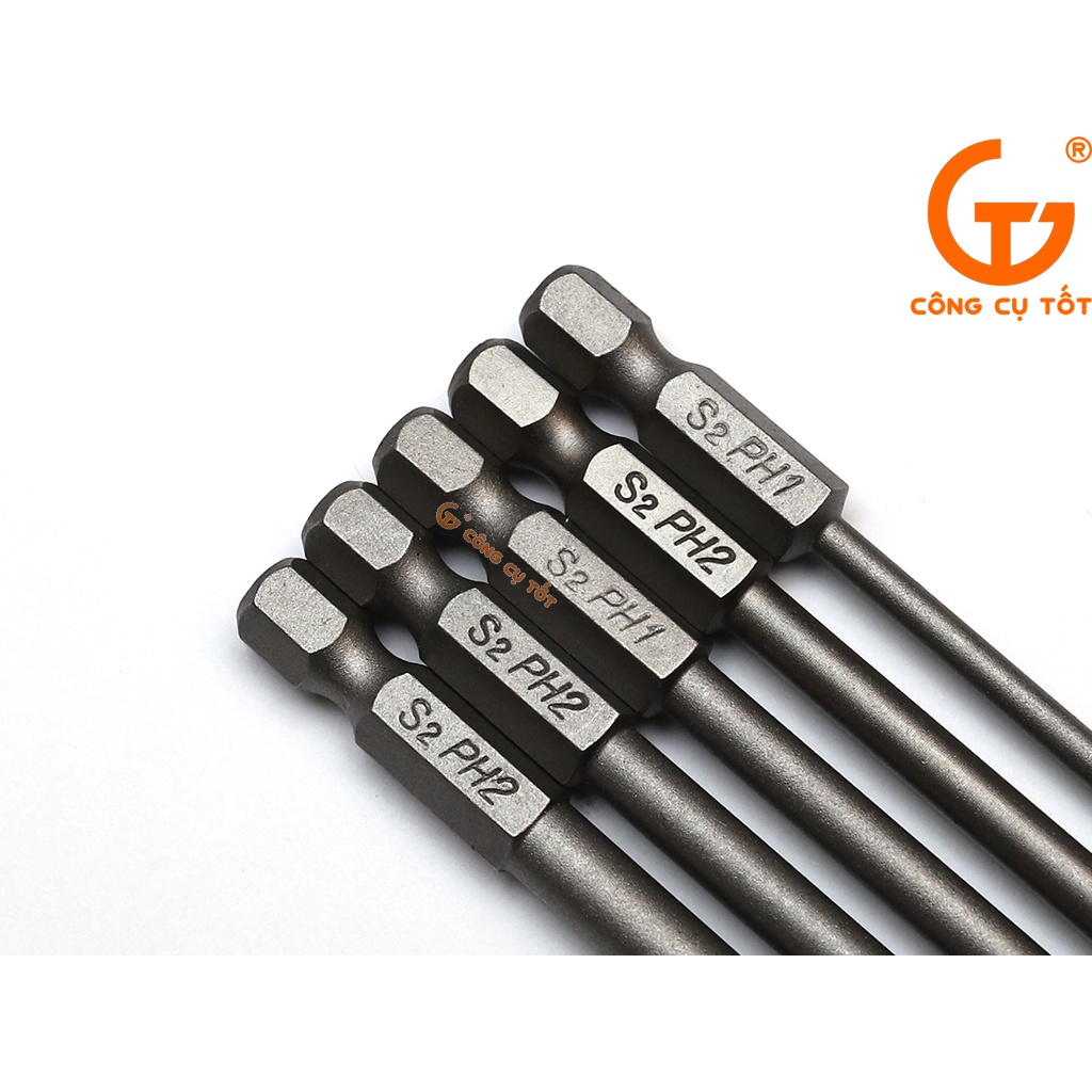 Vỉ 5 đầu bắt vít 4 cạnh chuôi lục thép S2 Φ3 - Φ6mm dài 150mm
