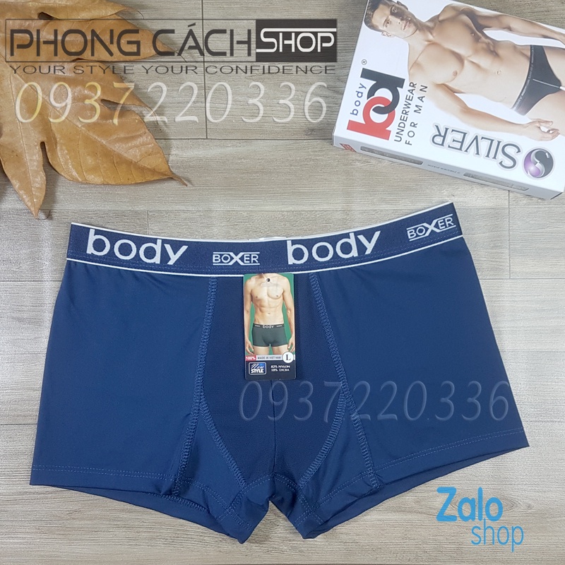 Quần boxer nam vải thun lụa siêu mịn siêu mát - Body silver 802