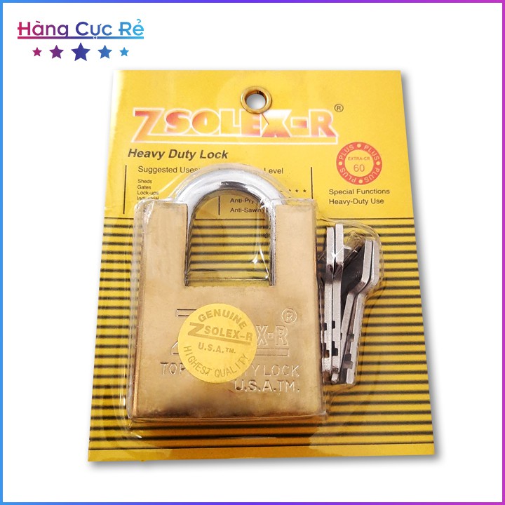 Ổ khóa chống cắt Zsolex size lớn 60mm Freeship Trọn bộ 1 ổ khóa cao cấp, 4 chìa khóa thông minh - Shop Hàng Cực Rẻ