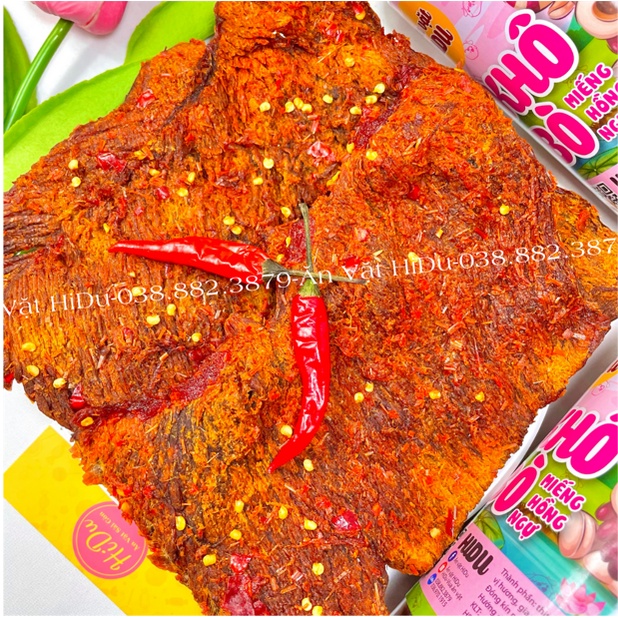 Khô bò miếng mềm cay hồng ngự 250gr Ăn vặt HiDu | BigBuy360 - bigbuy360.vn