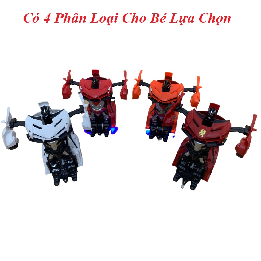 Đồ Chơi Xe Điều Khiển Biến Hình Robot Quay 360 Độ, Đèn Sáng Lung Linh, Chất Liệu Cao Cấp