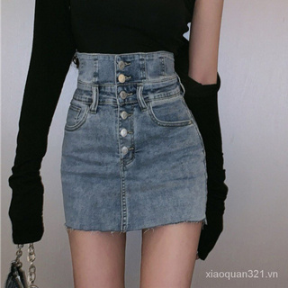 chân váy jean Cạp Cao Thời Trang Hè 2021 Cho Nữ