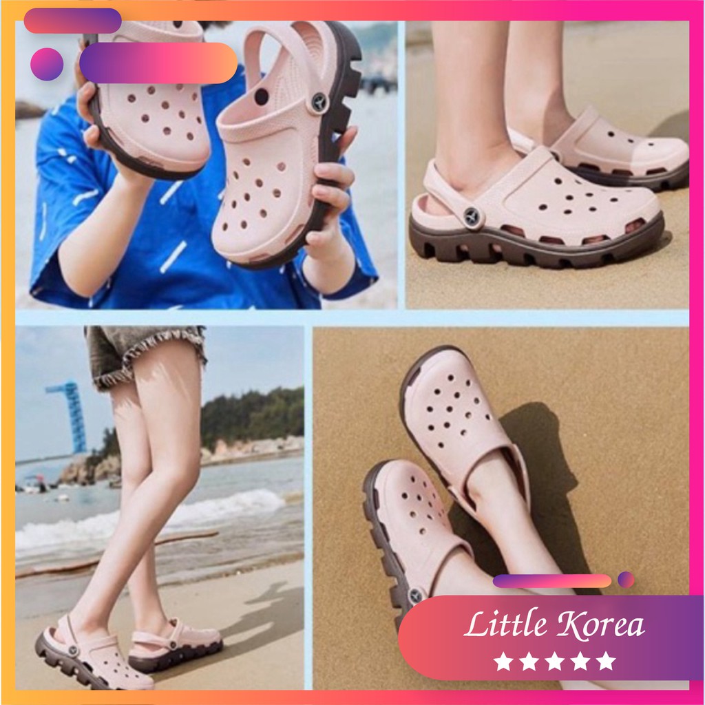 Dép Cross Sục Đi Mưa Nam Nữ Duet Đúc Nguyên Khối Cao Cấp - LITTLE KOREA