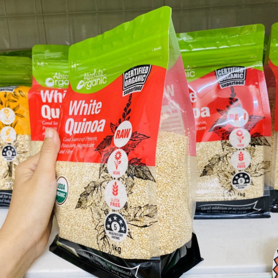 Hạt Diêm Mạch Quinoa Úc 1kg Absolute Chuẩn *FREESHIP* Diêm Mạch Hữu Cơ Quinoa Trắng Siêu Tốt Sức Khoẻ
