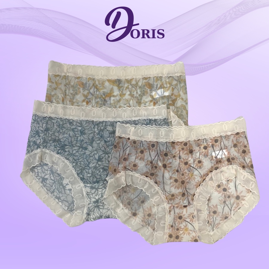 Quần Lót Ren Lưới Mỏng Co Dãn Siêu Thoáng Mát Họa Tiết Xinh Xắn DORIS 12