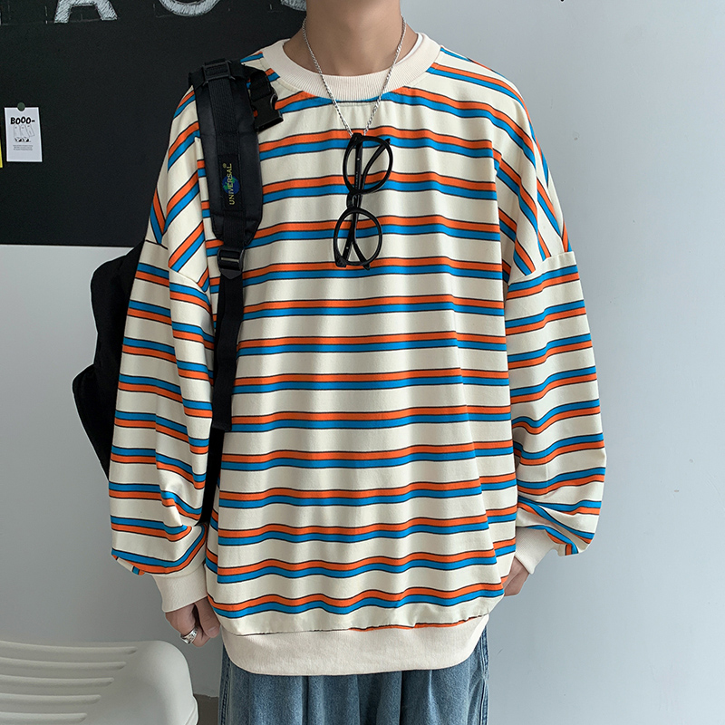 IFNICEFUTURE Hong Kong fashion couple striped long sleeve T-shirt hoodie