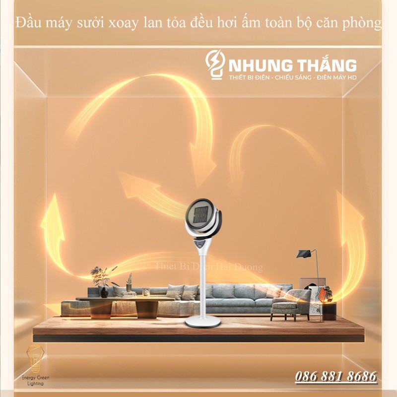 Máy Sưởi Cây NSB-200 Quạt Sưởi Để Bàn - Công Nghệ Sưởi Gốm PTC - Làm Nóng Nhanh - Có Điều Khiển Từ Xa - Xoay 90 Độ