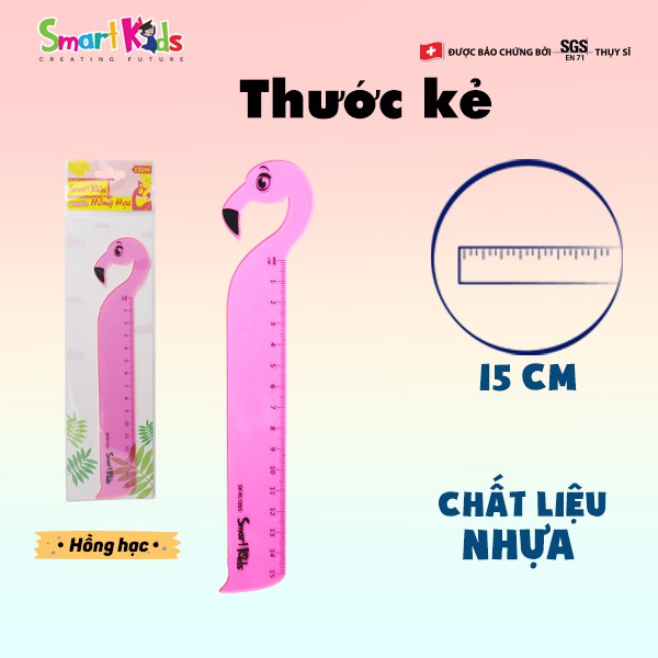 Thước hồng hạc ngộ nghĩnh SK-RL1005, SMARTKIDS. Dành cho học sinh cấp 1, cấp 2, cấp 3. Nhựa dẻo bền, màu sắc bắt mắt