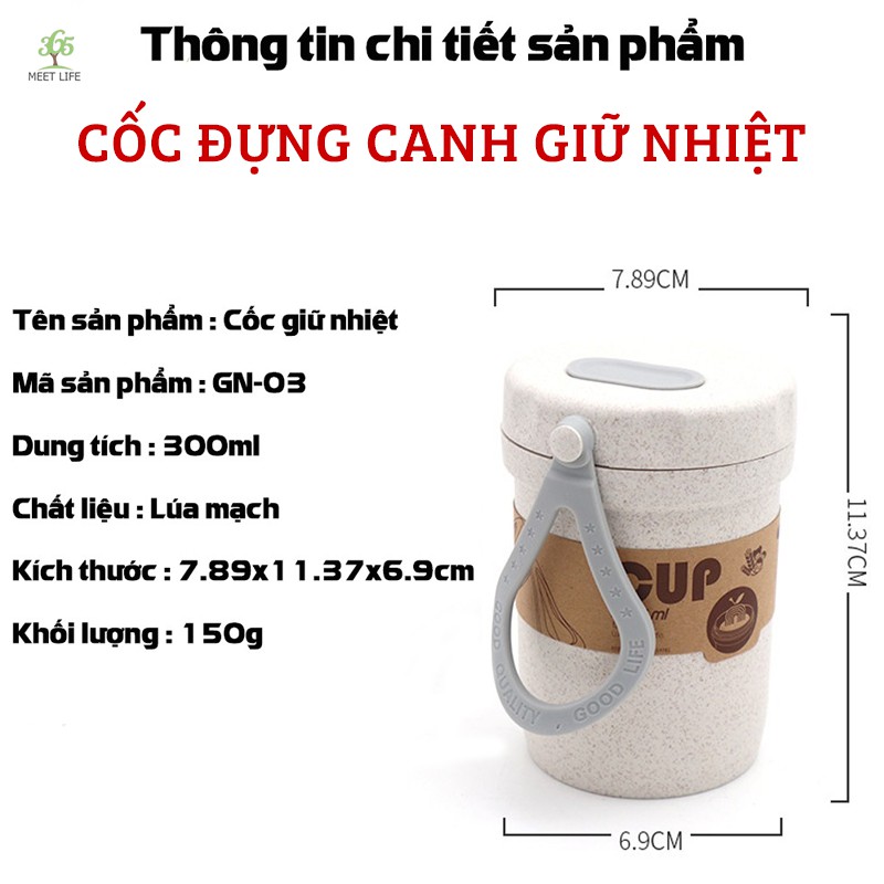 Cốc đựng canh lúa mạch an toàn cho sức khỏe, chịu nhiệt cao xinh xắn dung tích 300ML