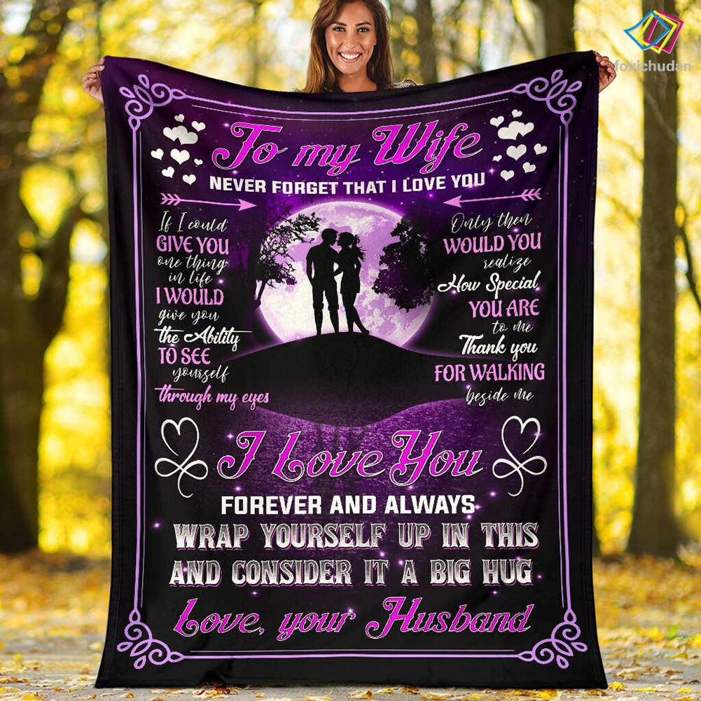 Chăn Lông Cừu Mềm Mại In Chữ I Love You