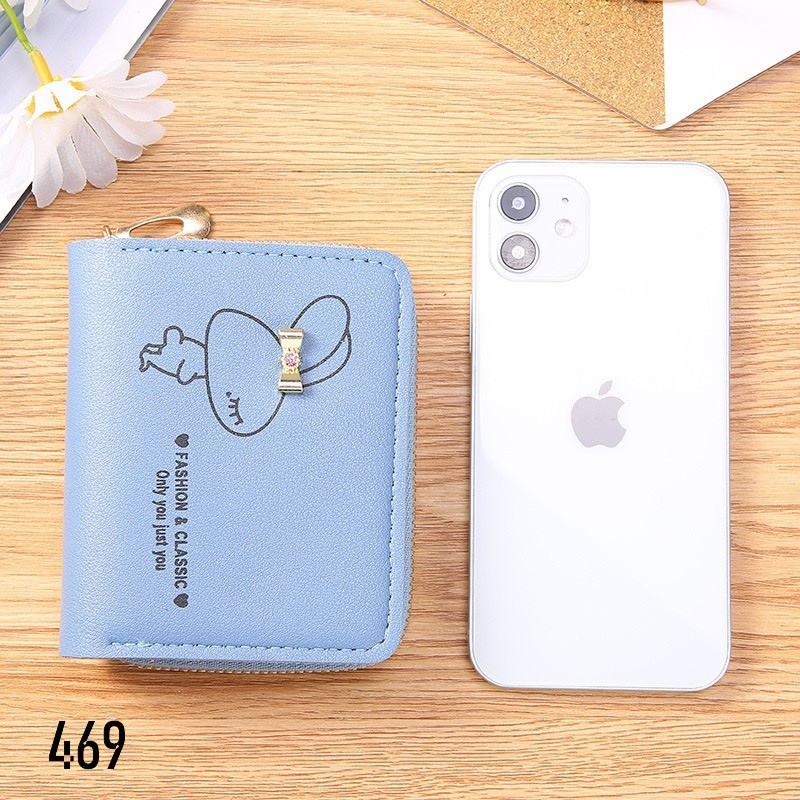 VÍ NGẮN NỮ CẦM TAY SIÊU CẤP 469 CHÚ THỎ CÓ NƠ FASHION CLASSIC SIÊU DỄ THƯƠNG