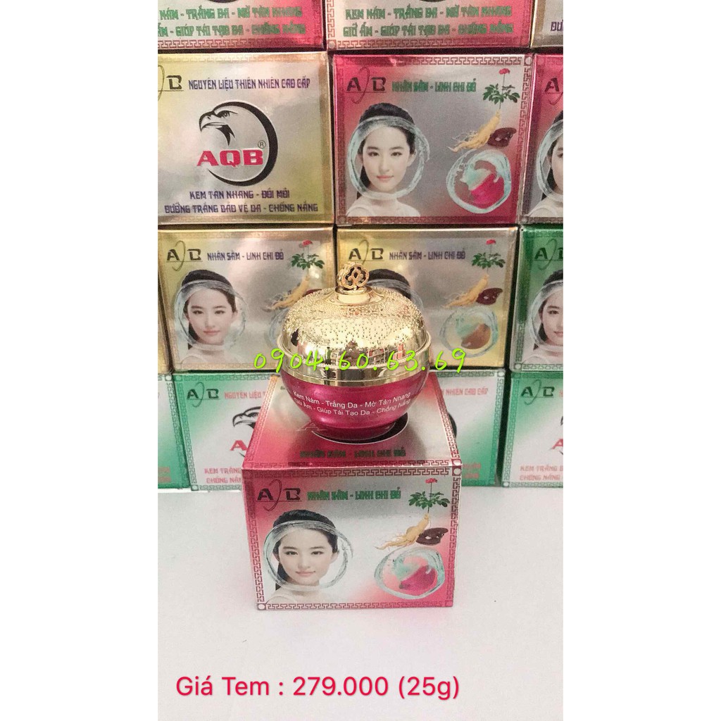 Kem Nhân Sâm Linh Chi Đỏ AQB 25g Nám-Trắng Da -Mờ Tàn Nhang-Giữ Ẩm-Giúp Tái Tạo Da-Chống nắng