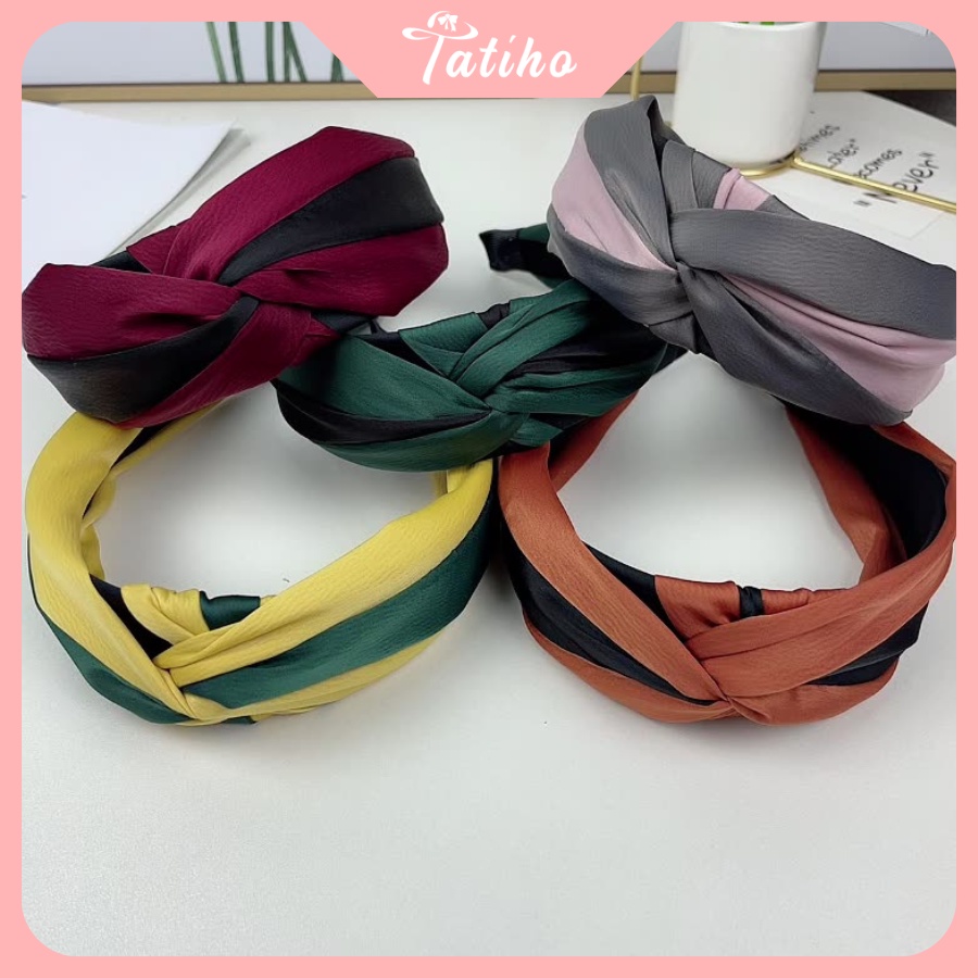 Cài Tóc Unisex, Băng Đô Lụa Satin Phối Hai Màu Cao Cấp Sang Trong Phong Cách Hàn Quốc - Tatiho - Mã CT013