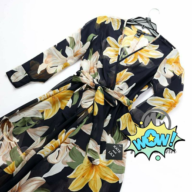 Đầm maxi hoa dài tay Kate Lily -hàng xuất Mỹ