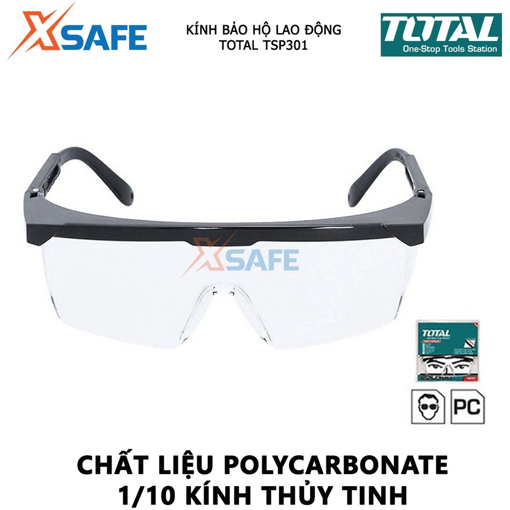 Kính bảo hộ lao động TOTAL TSP301 Kính chống giọt bắn, chống tia UV, trọng lượng nhẹ, thoải mái - Chính hãng