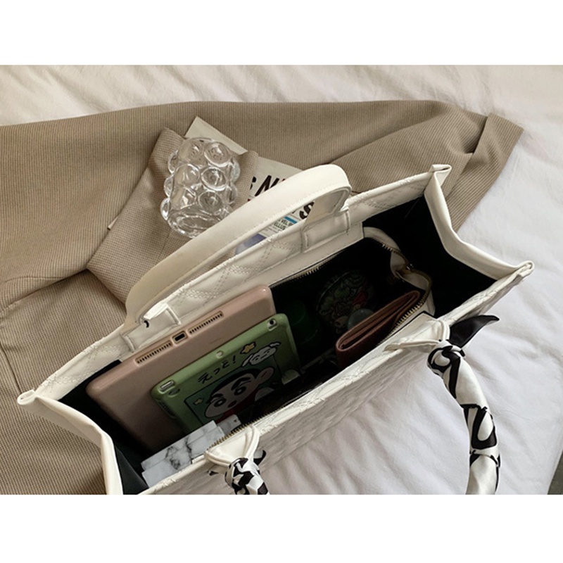 Túi xách IELGY kết cấu hình kim cương phối khăn lụa quấn tay cầm thời trang cho nữ