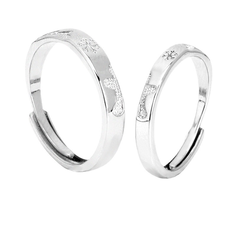 Cặp Nhẫn Đôi Hình Hoa Tuyết Giáng Sinh Năm Mới Phong Cách Âu Mỹ Dành Cho Nam Và Nữ