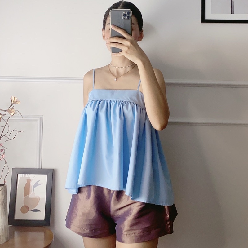 Áo hai dây, áo 2 dây dáng xoè  babydoll - 5 màu - Audrey Studio