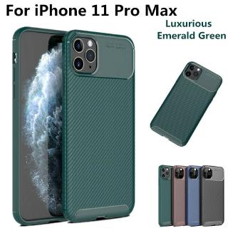 Ốp Điện Thoại Sợi Carbon Mềm Chống Sốc Màu Xanh Lá Cho iPhone 11 Pro Max 11