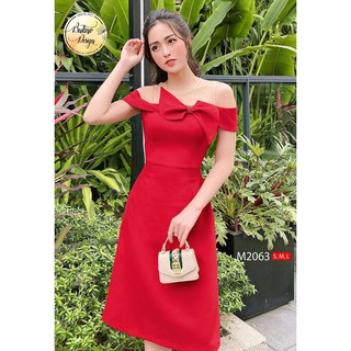 Váy đầm xòe M2063 Đỏ BUTINO SHOP thời trang nữ hàng thiết kế Cao Cấp - 4 màu