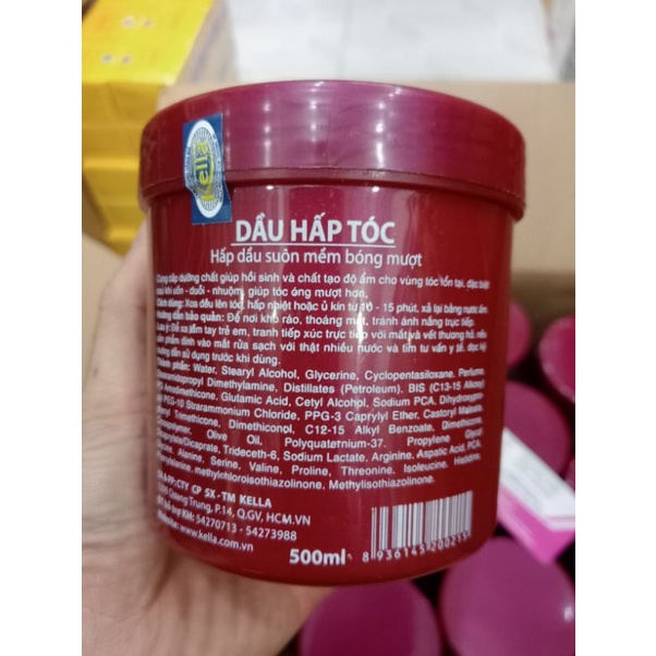 Kem ủ tóc lạnh, hấp dầu kella suôn mềm bóng mượt 500ml