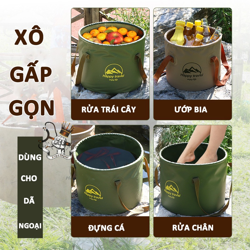 Xô đựng nước dã ngoại gấp gọn du lịch cắm trại rất tiện dụng, dễ dàng mang theo - DCP19
