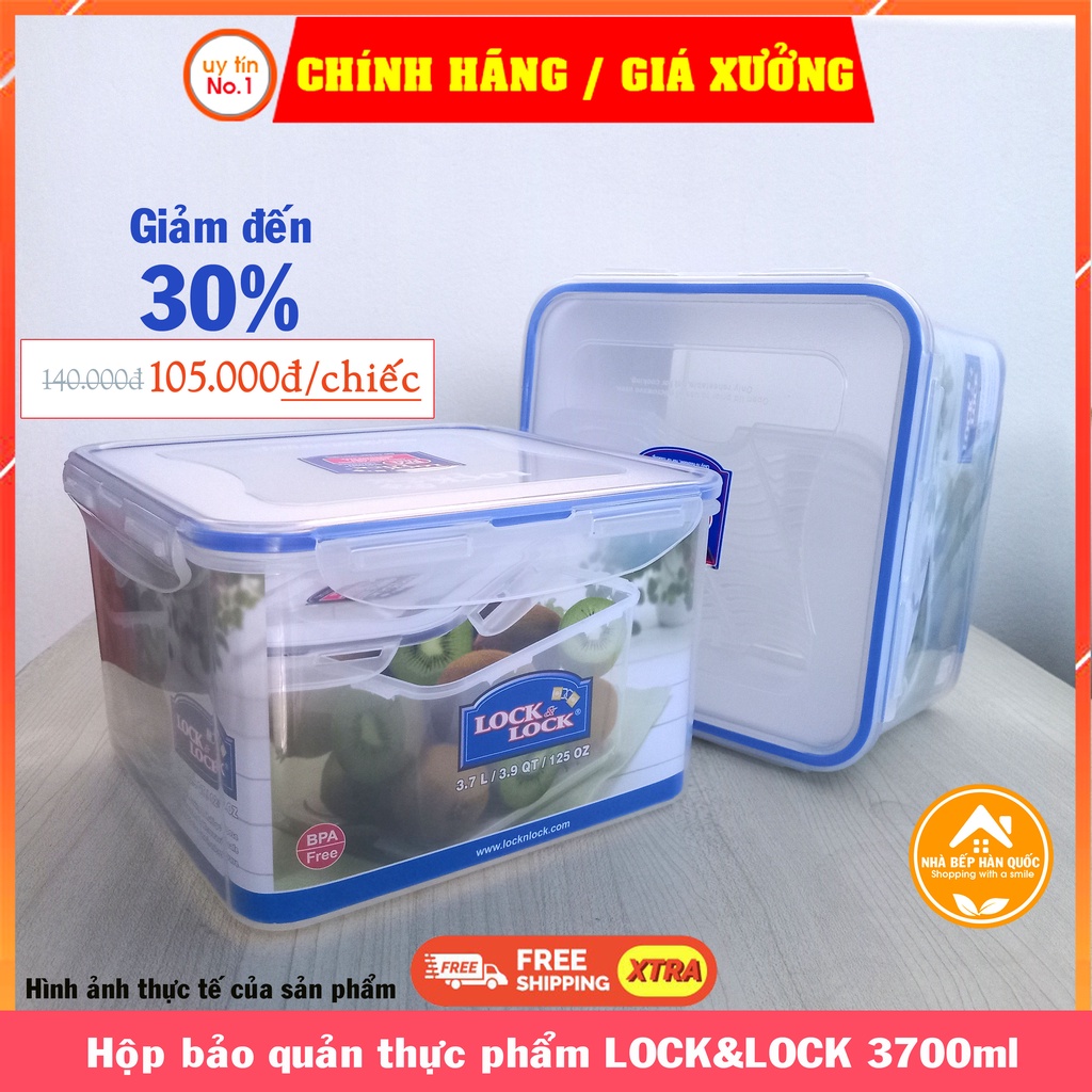 Hộp nhựa đựng thực phẩm, hộp bảo quản thực phẩm Lock and Lock HPL858D 3700ml