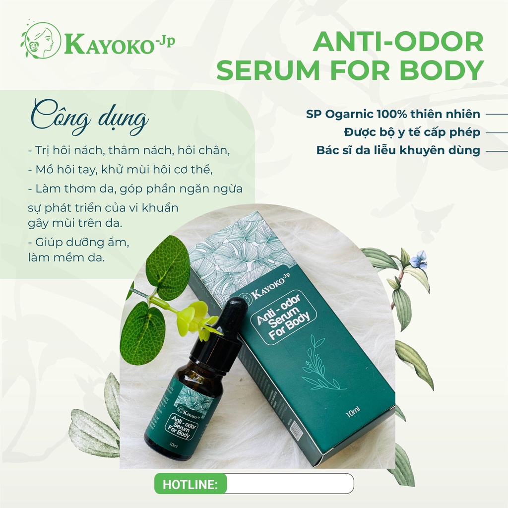 Serum hôi nách KAYOKO-JP tác dụng triệt hôi nách, hôi chân, mồ hôi tay chân vĩnh viên