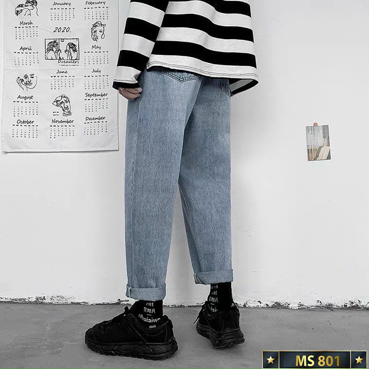 Quần jean nam baggy ống suông rộng - quần bò nam đen dáng đứng vải jeans cao cấp hottrend 2022 beautifulgilr U800