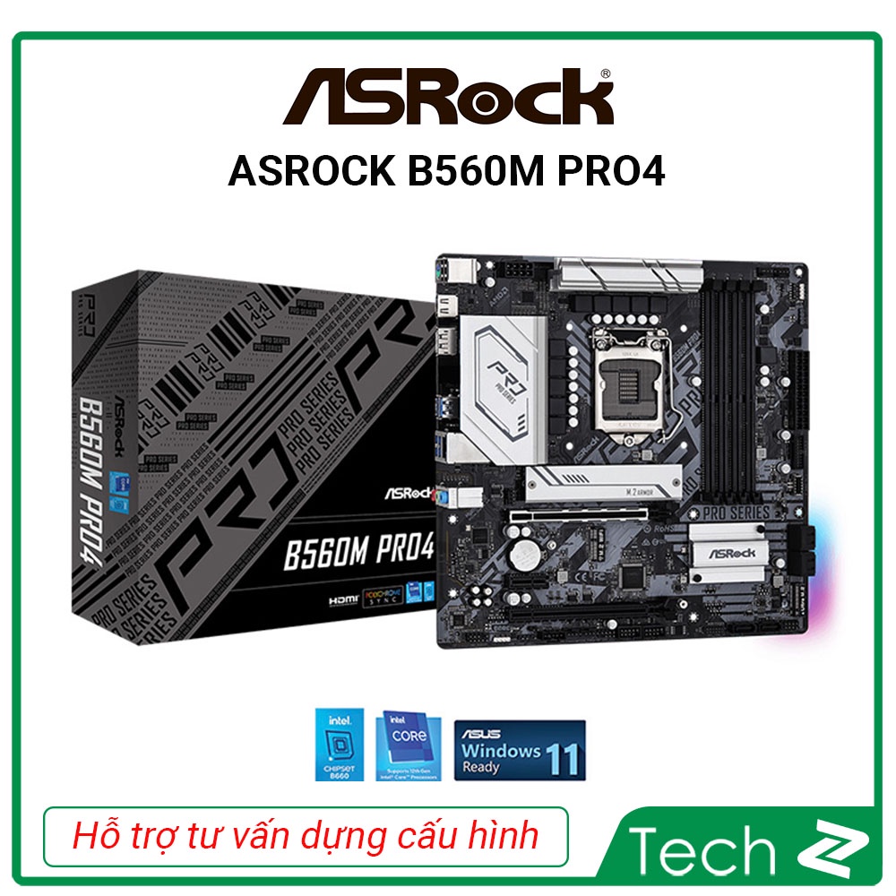 Mainboard ASROCK B560M PRO4 (Intel B560, Socket 1200, m-ATX, 4 khe Ram DDR4)