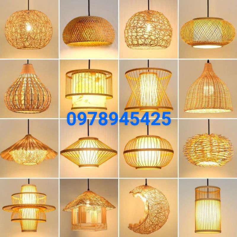 Xưởng sx đèn mây tre đèn tre đèn trang trí mây tre giá tốt