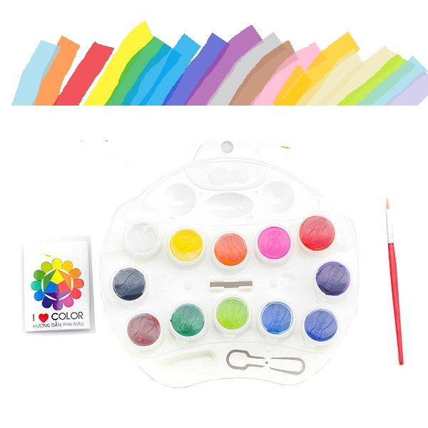 Mầu nước học sinh 12 mầu - WACO12 chất liệu an toàn, cho bé thỏa sức sáng tạo - Loki Kids