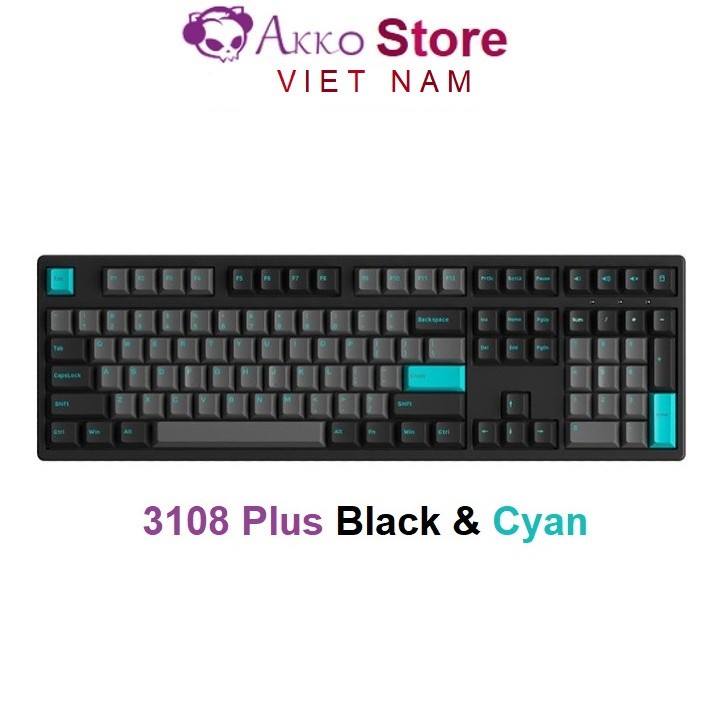 Bàn phím cơ AKKO 3108 Plus Black & Cyan
