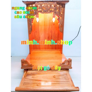 Bàn thờ Ông Thần Tài Ông Địa 40 * 60 * 40cm, gỗ xoan đào dày, dây đèn led siêu sáng