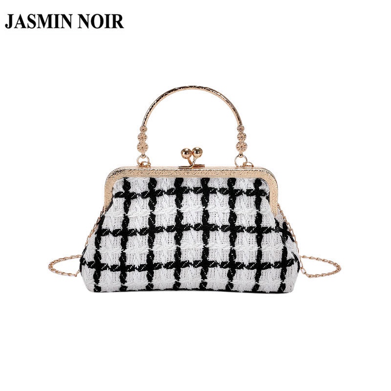 Túi Xách JASMIN NOIR Nữ Bằng Len Phối Dây Xích Thời Trang
