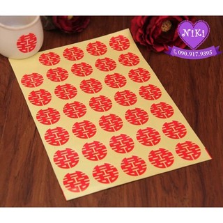 *CHỮ HỶ ĐỎ XINH DÁN TRÁI CÂY <35 Chữ>
