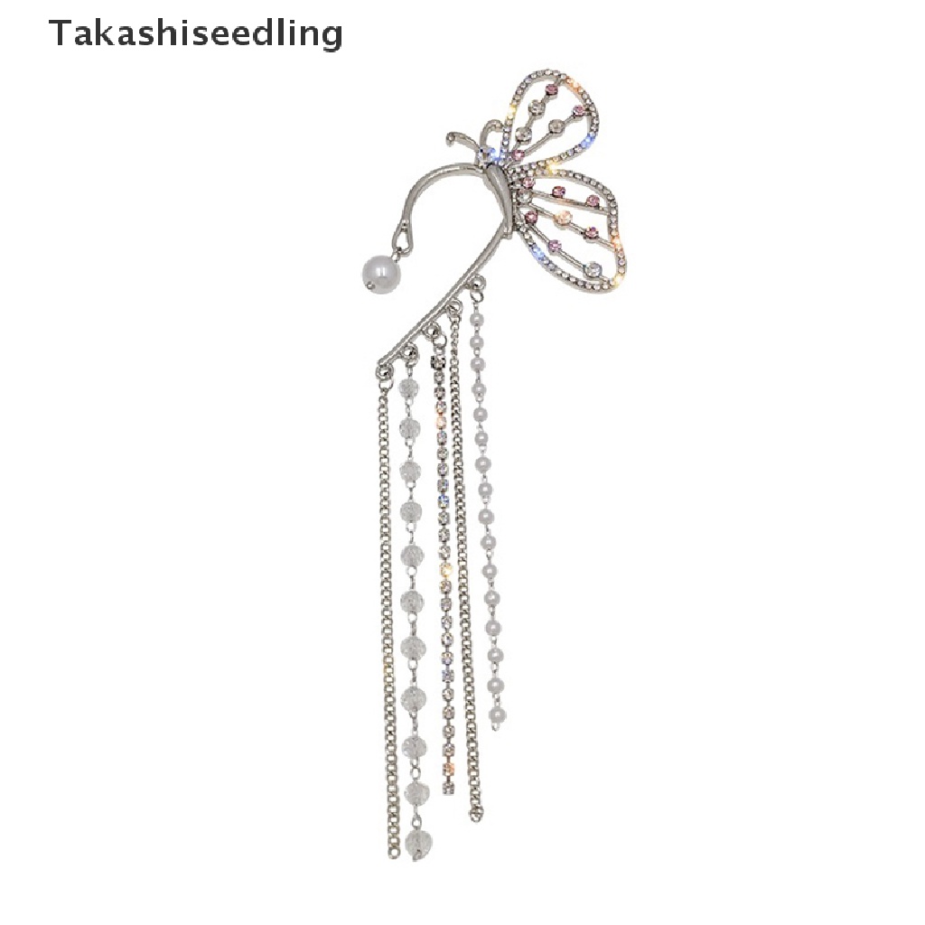 (Takashiseedling) Hoa Tai Dạng Kẹp Hình Bướm Pha Lê Và Ngọc Trai Dài Bán Chạy