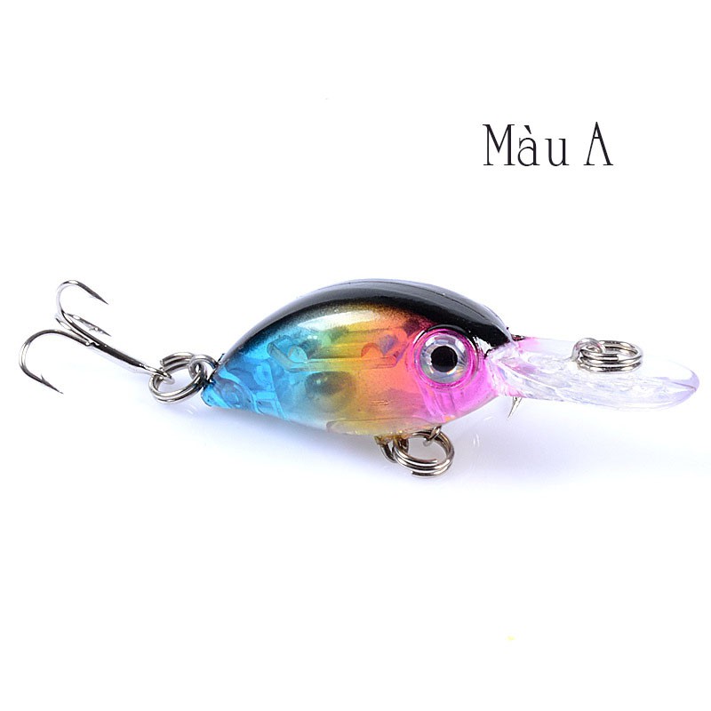 Mồi câu cá giả câu lure 3D Crank 5.2cm 3.8g chuyên bắt cá rô phi, rô ta, chuối, lóc, sộp, thiểu, ngão, chép, chim