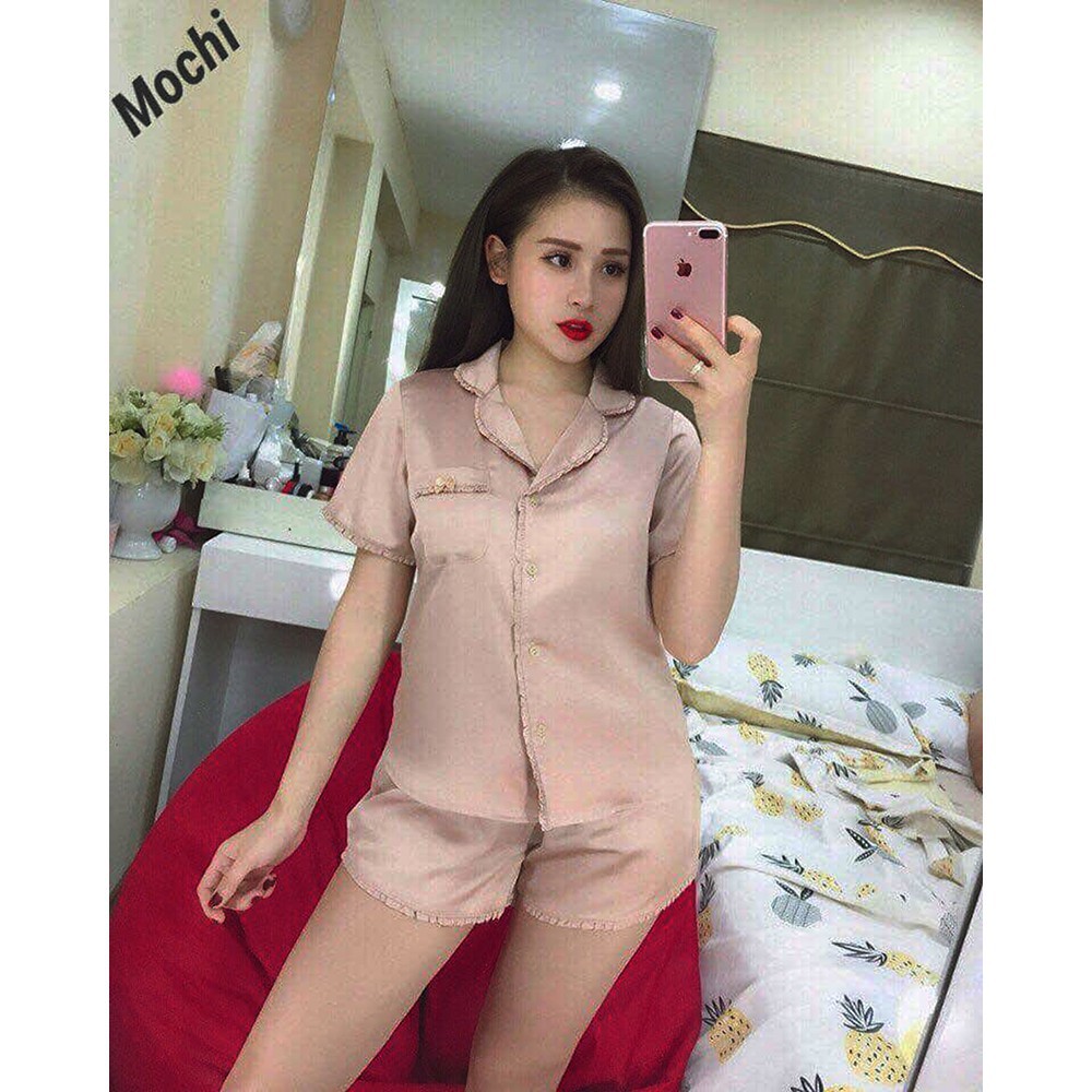 Đồ bộ pijama satin, đồ bộ ngủ[ FREESHIP ]cao cấp, viền nẹp áo ,chất vải mền mịn,mặc thoáng mátsize 48kg-55kg