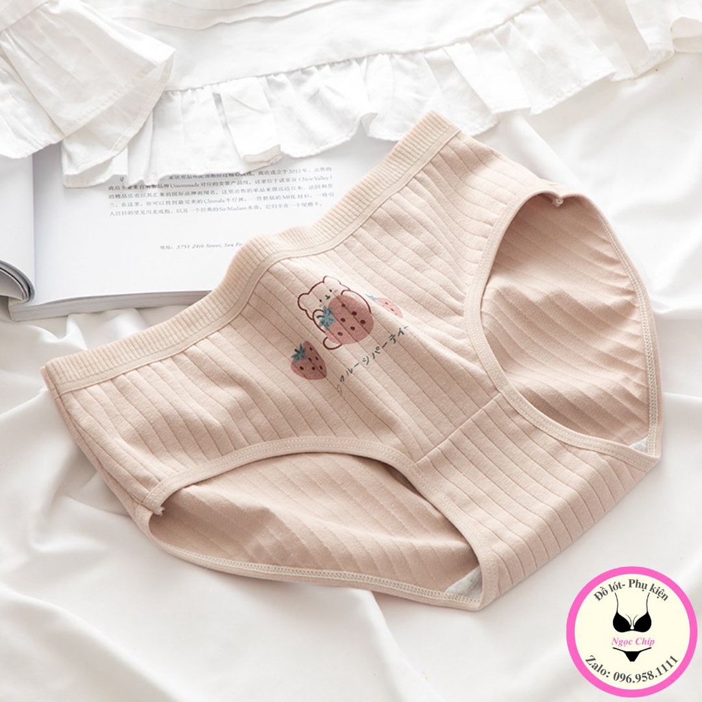 Quần lót nữ cotton co dãn 4 chiều hoạ tiết dâu tây dễ thương giá rẻ NĐ08
