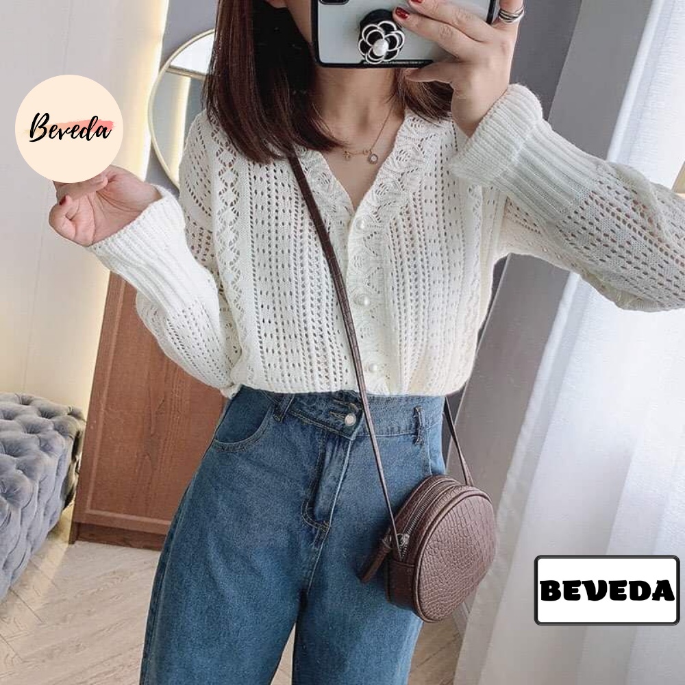 Áo Khoác Len - Cardigan Nữ Cổ Chữ V