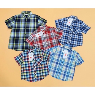 Áo sơ mi kẻ caro tay ngắn Canifa bé trai chất cotton