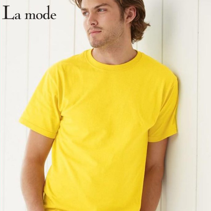 Áo Thun Trơn Nam Nữ Unisex Nhiều Màu - Vàng - La mode
